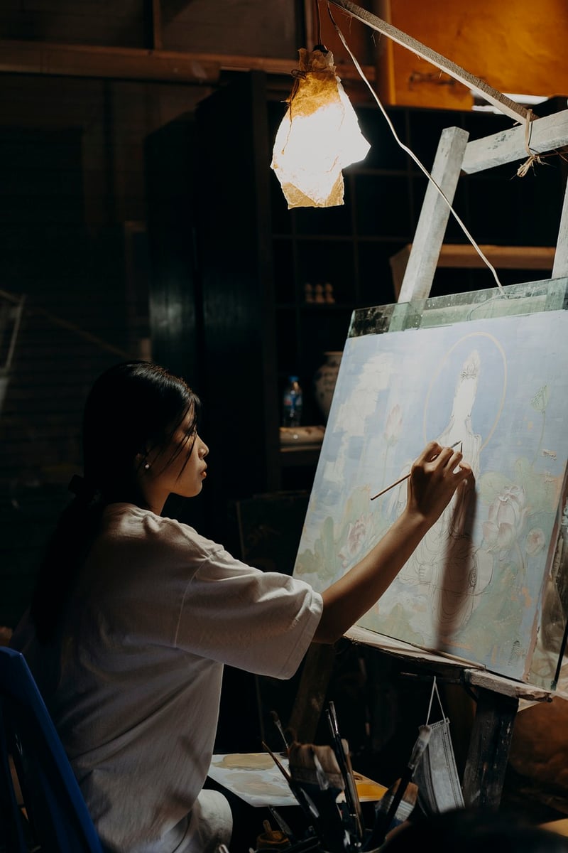 Artist displaying work